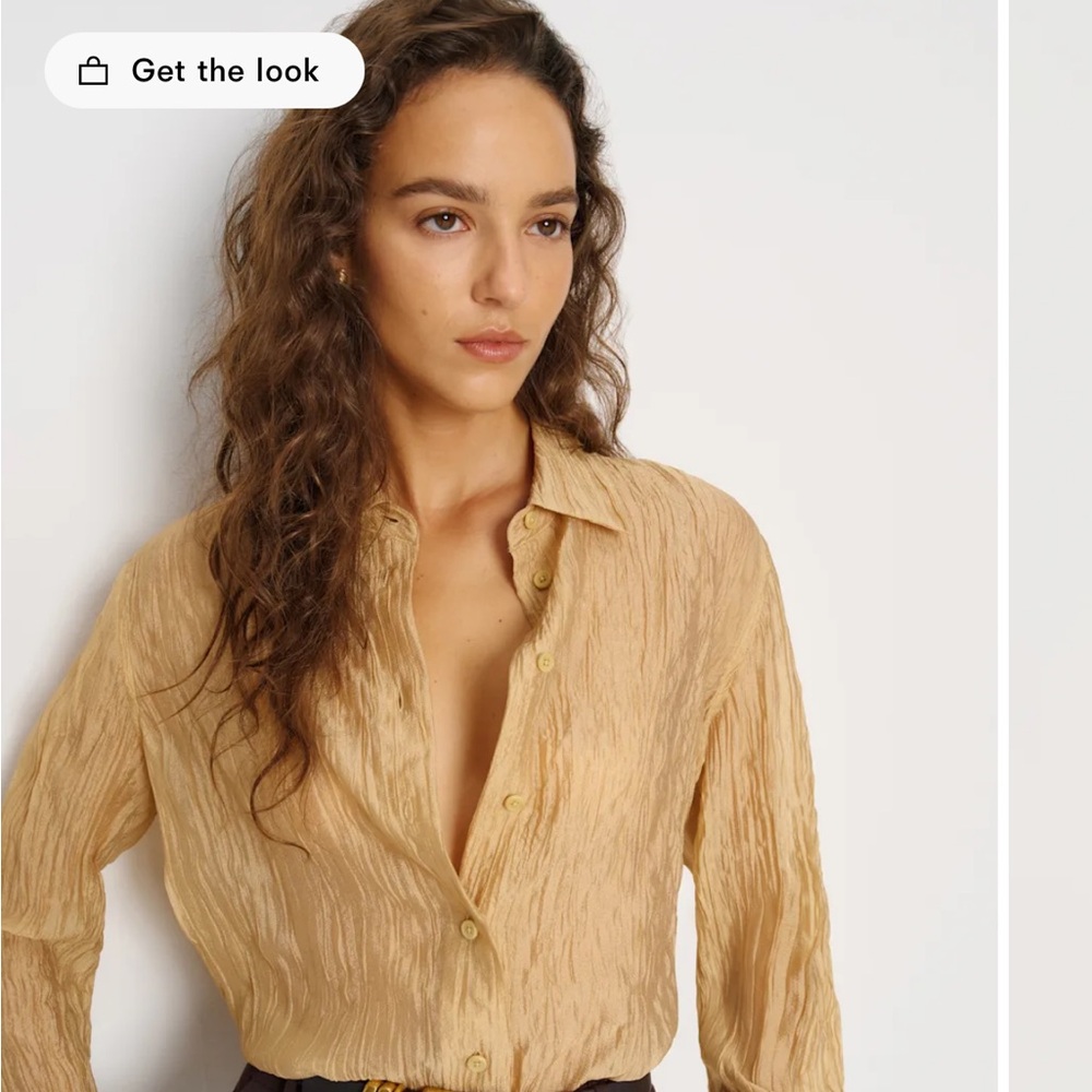 Reformation Alfie Relaxed Shirt Gold - Size XS *NWT*